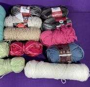 Collection of Yarn & Started Projects W/ Tote
