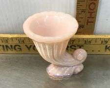 Pink Milk Glass Jeanette 3” Cornucopia Toothpick Holder