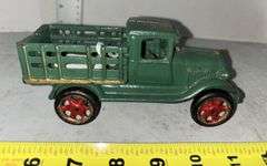 Cast Iron Double Decker Bus & Cast Iron Truck w/ Black and Red Wheels