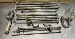 Box of Large Screw Bolts, Fence Holders & More