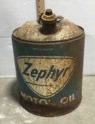 Vintage 5 Gallon Zephyr Motor Oil Can