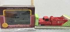 Original 1927 Model TT Ford Cherry Picker Truck & TruToy Suburban 223 Die Cast Fire Truck