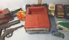 Hubley Kiddie Toy Car, Three Tonka Rescue Van's,1930's Hubley Cast Iron Fire Pumper Truck & More
