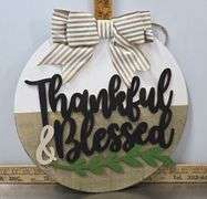 Thankful & Blessed Hanging Door Sign