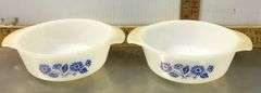 Corning Ware Baking Dishes With PYREX Lids, 2 Fire-King Bowls and 4 Amber Colored Glasses