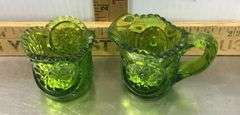 L.E. Smith Miniature Green Cream & Sugar and Vintage Duck Creamer