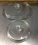 Corning Ware Baking Dishes With PYREX Lids, 2 Fire-King Bowls and 4 Amber Colored Glasses