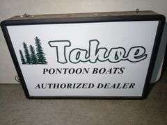 Lighted,  Two Sided,  Tahoe Pontoon Boat Sign 36"×24" (lights up)