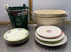 Decorative Plates & Small Tin Tubs & Buckets