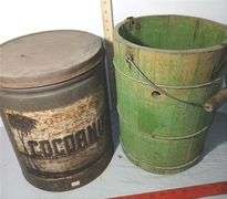 Old-Fashioned Hand-Crank Ice Cream Maker and Quaker Metal Tin