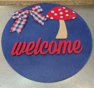 Mushroom Welcome Door Hanging Sign