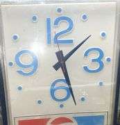 1970's Pepsi Lighted Clock Sign- 42”T  X 30"W X 8” D, Lights Up + Clock Works