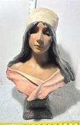 Signed 19th Century Hand Painted Composition Bust