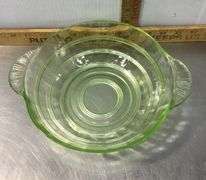Green Depression Uranium Glass Handled Bowl