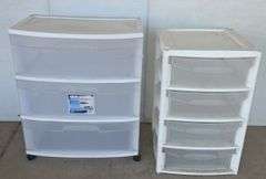 3 Drawer Cart on Wheels  and 4 Drawer Cart
