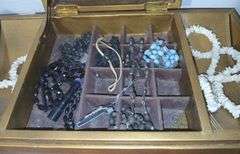 Two-Tiered Jewelry Box Containing Rosaries, Necklaces & Other Jewelry