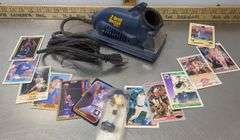 3 Hay Hooks, Drill Doctor (powers on), Towel Bracket, Baseball Cards & More