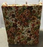 Mid Century Modern Orange Floral Upholstered Armchair