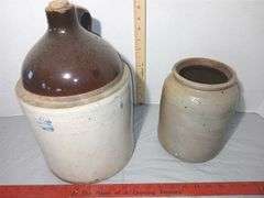 Salt-Glazed Stoneware Whisky Jug and Oyster Jar
