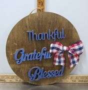 Thankful, Grateful, Blessed Hanging Door Sign
