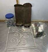 Decorative Metal Rack, Vintage Tin Wall Candle Holders, Extension Cords & Peg Board Hooks