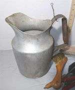 Mid 20th Century Aluminum Water Pitcher, Antique Ice Tongs and Cleaning Brushes