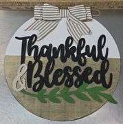 Thankful & Blessed Hanging Door Sign