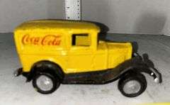 Cast Iron Yellow Taxi & Cast Iron Yellow Coca Cola Delivery Truck Car