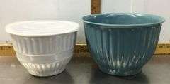 Large Red Enamel Colander and Cravings Melamine Bowls