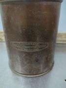 Wooden Crate with Copper Ladle 6" Cast Iron Pan, & Block of Knives