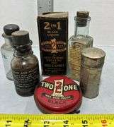 Vintage Shoe Shine Bottles & Colgate Shaving Stick Tin