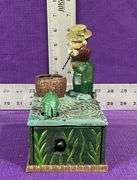 Vintage Cast Iron Mechanical Coin Bank “The One That Got Away”