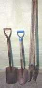 Post Hole Digger and Two Shovels