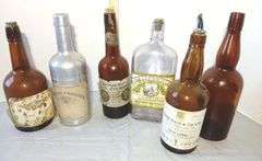 Cuban Humidor and Vintage Liquor Bottles