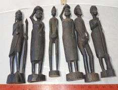 14" Tall Hand Carved African Figures