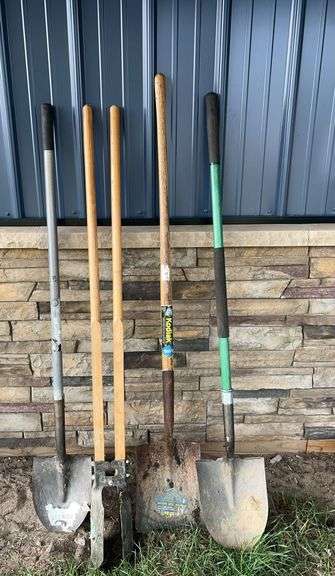 Manual Post Hole Digger & Various Shovels