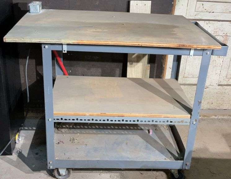 33”x39”x24” Rolling Metal Shop Cart W/ Wired Electrical Plug