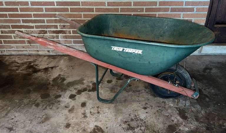 True Temper Green Metal Wheelbarrow