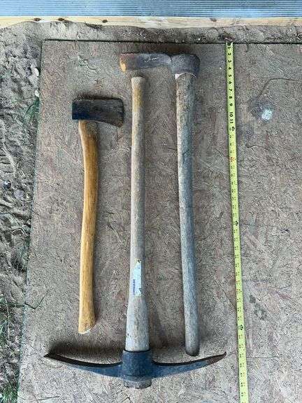 Wooden Handled Axe, Pick Axe & Adze Tool