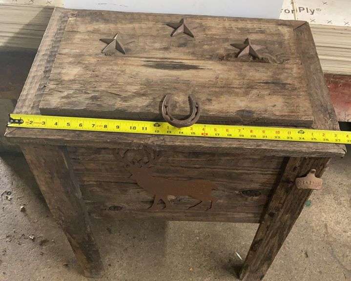Rough Sawn Wood Ice Chest Cabinet