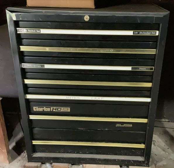 32”x27”x18” Clarke HD Plus 7 Drawer Tool Box Full of Craftsman, Pittsburgh & More Tools