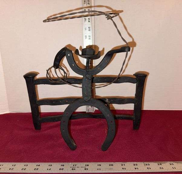 Iron Horse Shoe Cowboy Sculpture