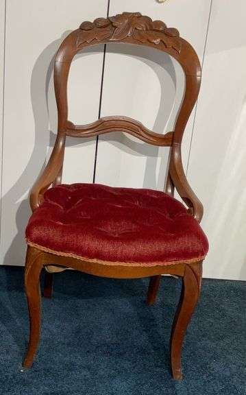 Antique Wood Parlor Chair 35”T, 15” To Seat