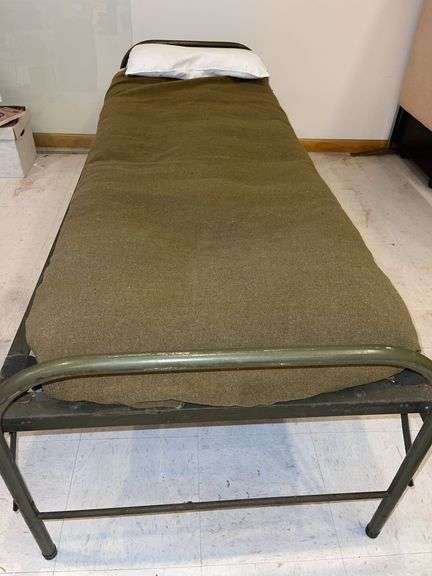 Military Cot w/ Mattress & Wool Blanket