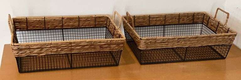 Pair of Wire Baskets 5.5”Tx17”Lx12.5”W
