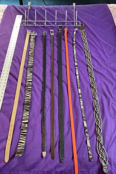 8 Pc. Assorted Women’s Belts & Over The Door Hanger