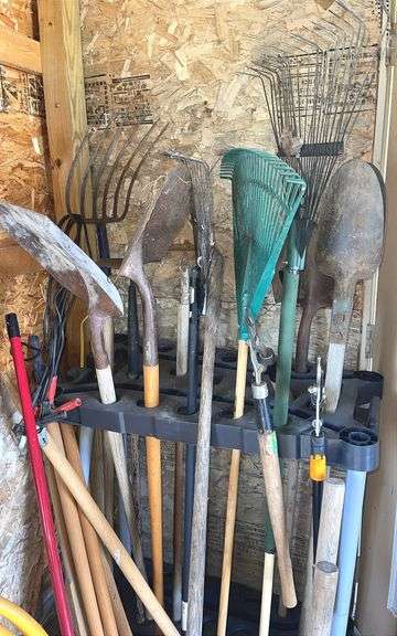 Lawn & Garden Tools + Rack & More Items