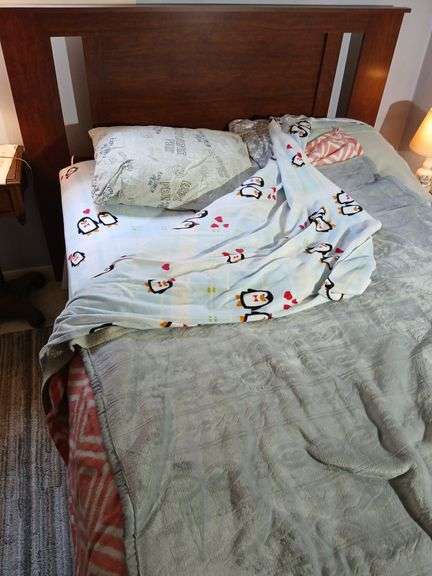 Complete Bed w/ Headboard, Bedding, and Mattress 72"x52"