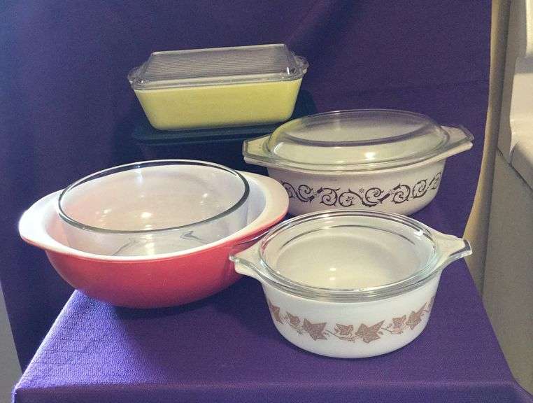 Pyrex: 503 Bowl 2/ Lid, Flamingo Pink 024, Empire Scroll 043 ...