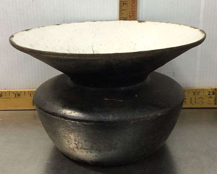 Antique Cast Iron & Enamel Spittoon/Cuspidor